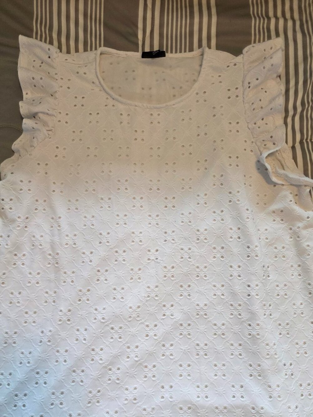 White Eyelet Cap sleeve top